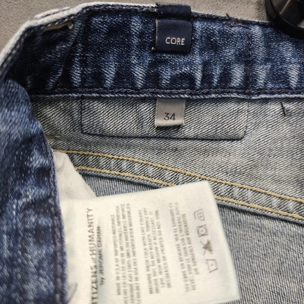 Citizens of Humanity Core Slim Straight Mens Blue Distressed Jeans Size 34